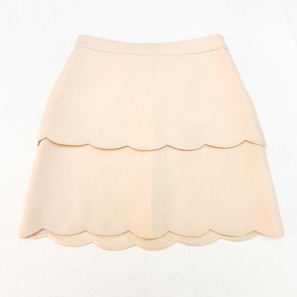 Club Monaco Tiered Ruffle Mini Skirt Blush Cream Color Size 00 - Picture 1 of 6
